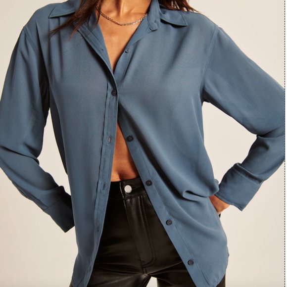 Abercrombie & Fitch Tops - NWT Oversized Long-Sleeve Sheer Button-Up Shirt